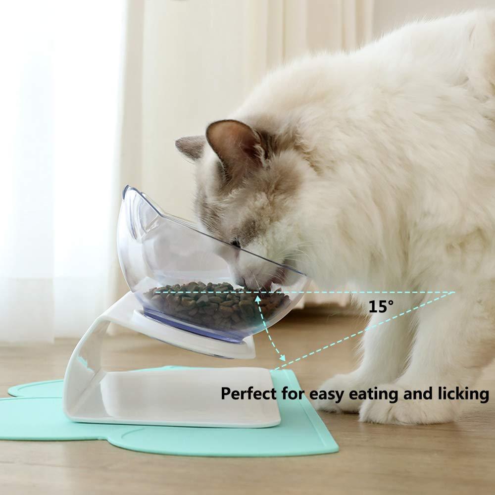 Cat Double Bowl - Elevated 15° Tilted Design for Neck Protection