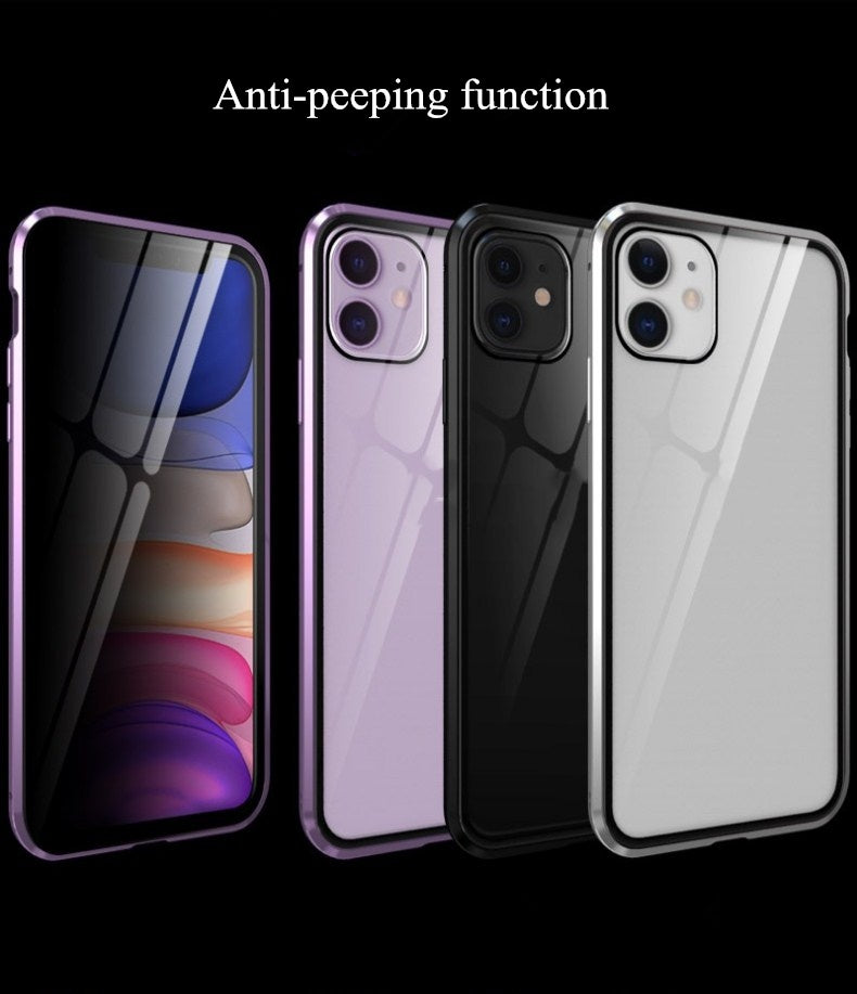 Dubbelsidigt magnetiskt mobiltelefonskal i glas utan peep-funktion