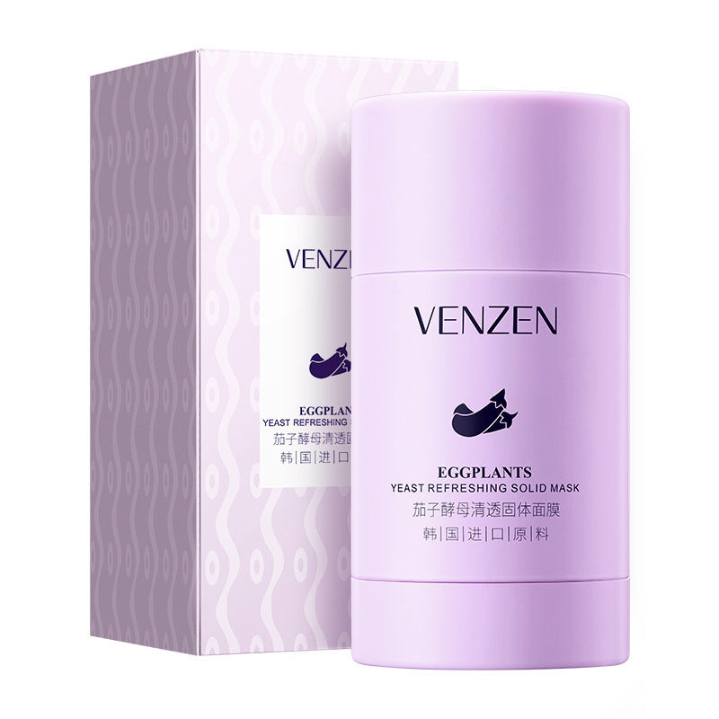 Solid Cleansing Mask Oljekontroll Krympa porer till pormaskar Rengörande grönt te Solid Mask Mud Aubergine Mud Mask