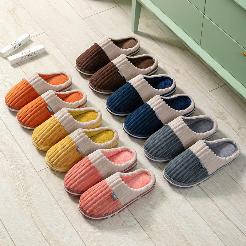 Unisex Winter Corduroy Slippers - Couples Bedroom Shoes - Winter Collection