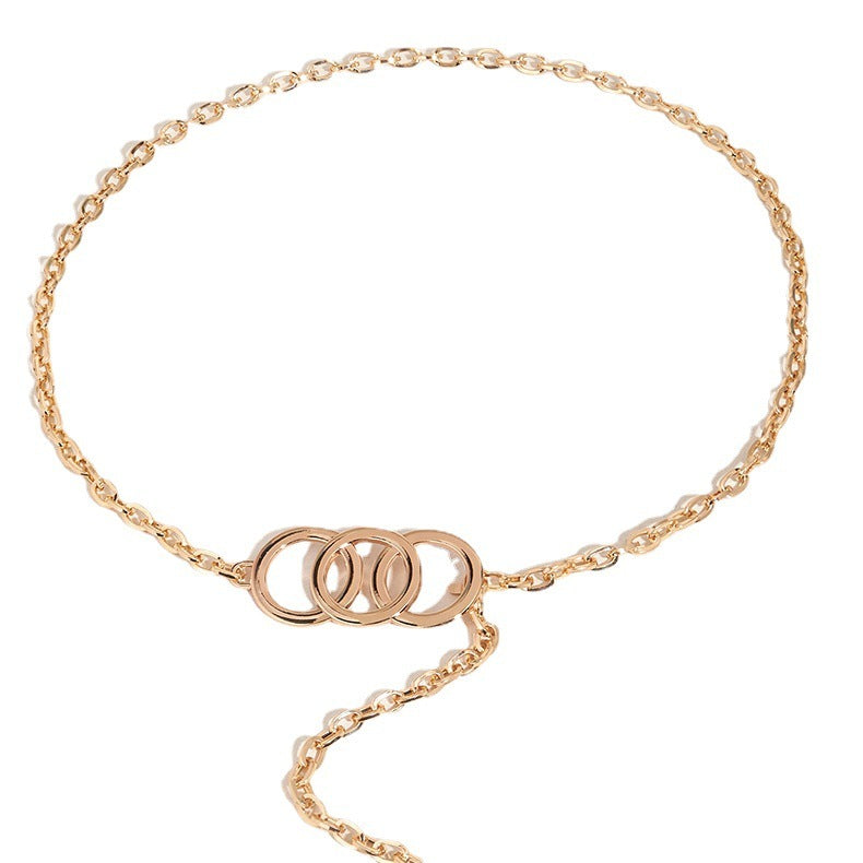 Women's Atmospheric Metal Pendant Waist Chain - Ethereal Elegance