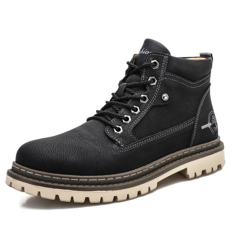 Casual High Top Läder Tooling Skor Män