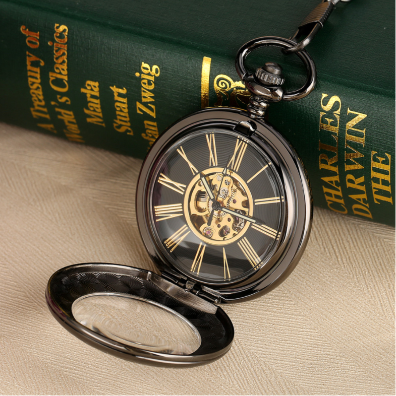 Flip Cover Transparent Carved Magnifying Glass Automatic Engraving Mechanical Pocket Watch - Traditional Modern Exquisite Sophisticated Precise Timeless