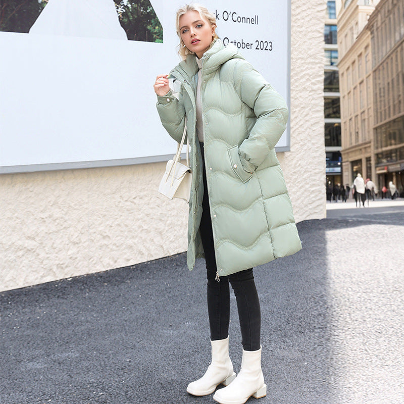 Veste d'hiver mi-longue en duvet de coton pour femme