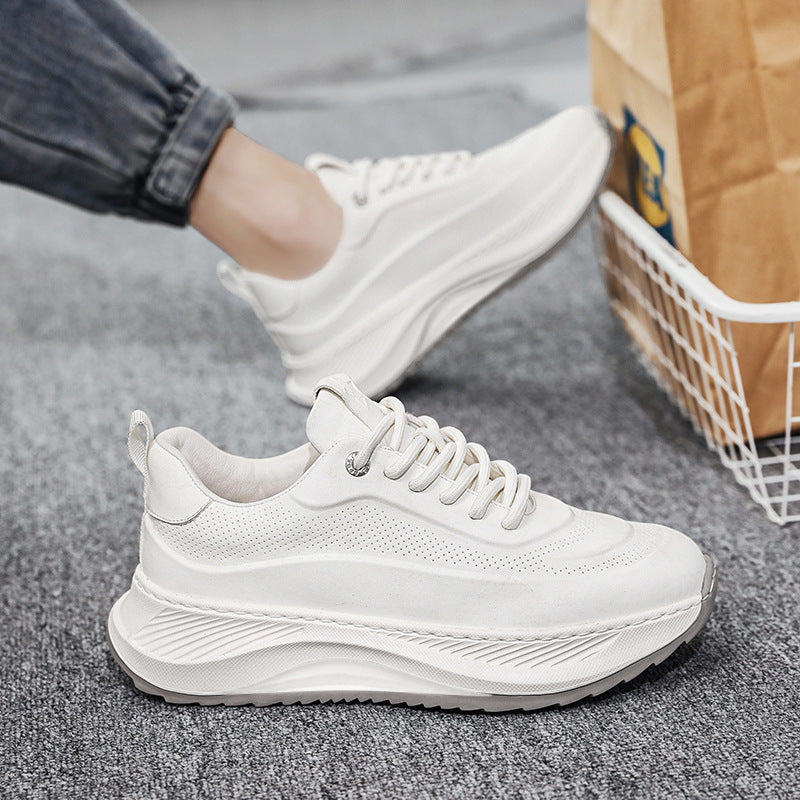 Herrskor med tjock sula, casual, andningsbara sneakers, snörning, pappaskor, pojke