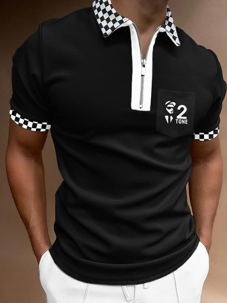 POLO pour hommes T-shirt à manches courtes imprimé rayé Chemise à revers