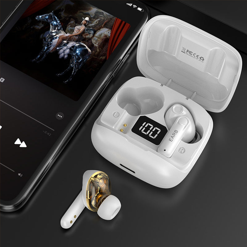 Nytt Mini Transparent trådlöst Bluetooth Headset Digital Display ENC brusreducering True Wireless Sports Music