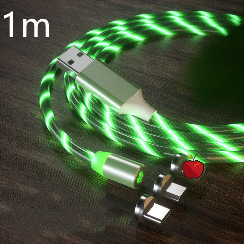 Magnetisk laddningskabel Streamer Snabbladdningskabel Belysning Micro USB-kabel LED Magnetladdare Type-C-kabel