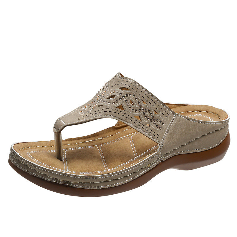 Women's Rhinestone Clip Toe Wedge Sandals