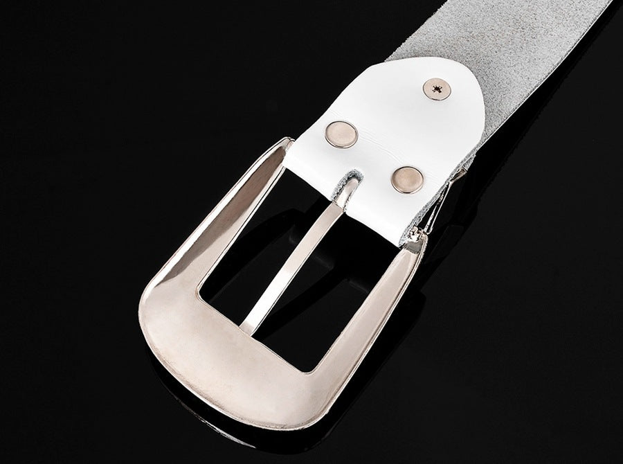 Women's Leather Diamond-Studded Cowhide Pin Buckle Belt - Elegant Glamour