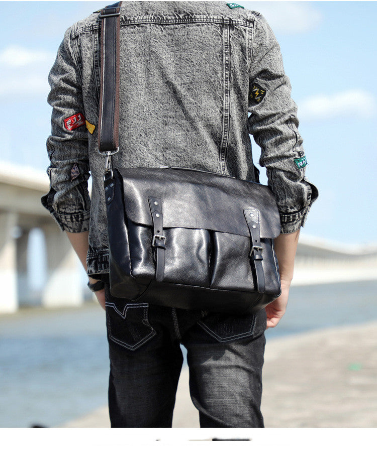 Sac à main en cuir de vachette première couche pour hommes