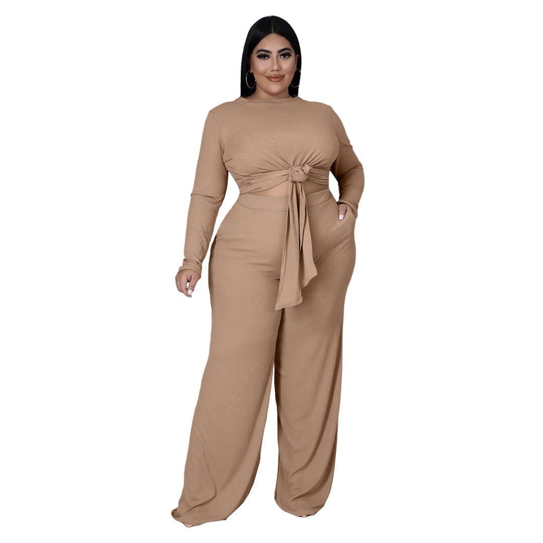 Fashion Plus Size Damkläder Pit Strip tygrem i två delar