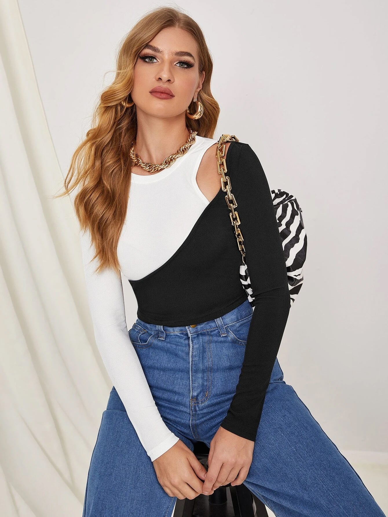 Nytt sexigt hit färg Strapless T-shirt Stitching Slim Top Kvinnor bottomer långärmad T-shirt