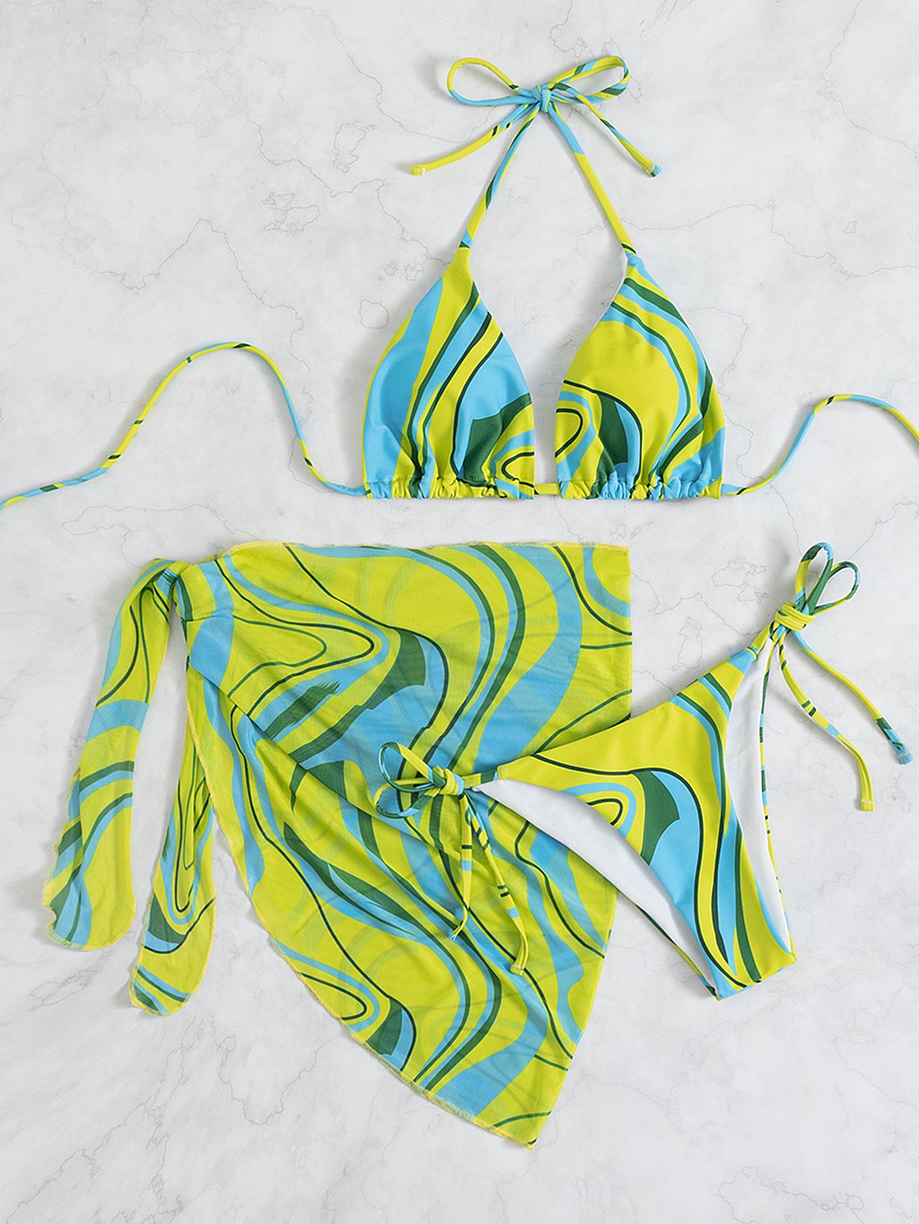 Dam Halter Backless Beach Bikini Tredelad