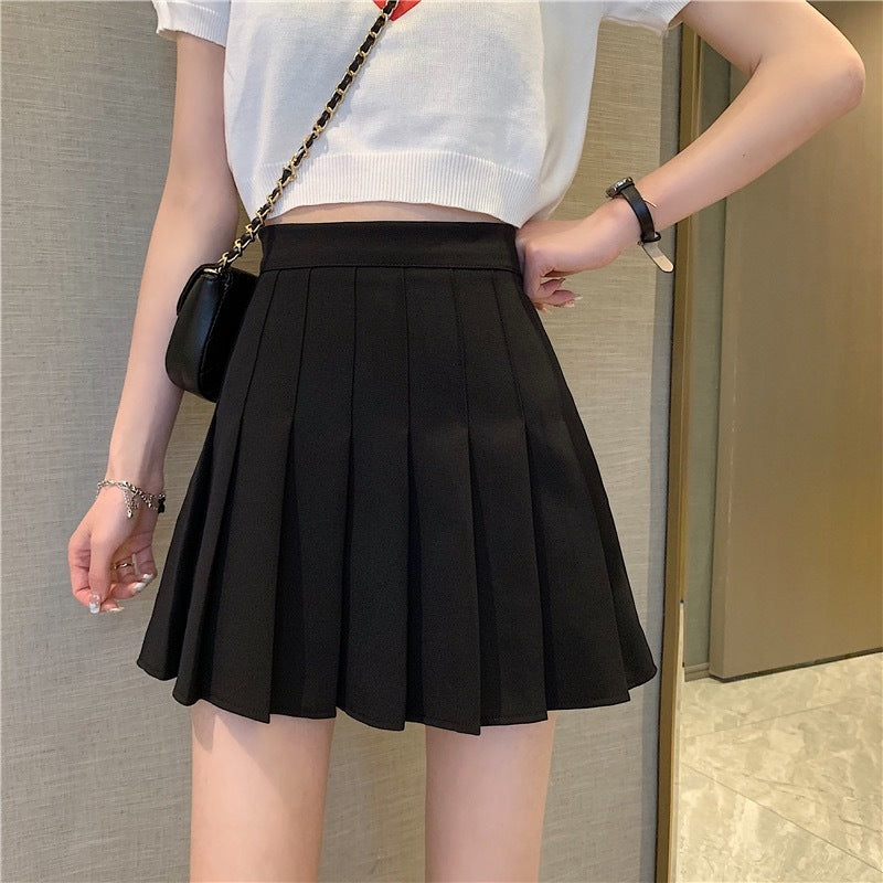 Jupe plissée à carreaux femme taille haute mince courte