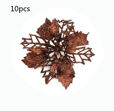 Fleurs de noël artificielles à paillettes, décorations d'arbre de noël pour la maison, fausses fleurs, ornements de noël, décor du nouvel an