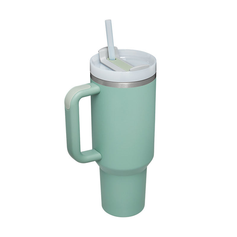 Alla hjärtans dag present termisk mugg 40 oz halm kaffe isoleringskopp med handtag Bärbar bil rostfritt stål vattenflaska stor kapacitet Resa BPA fri termisk mugg
