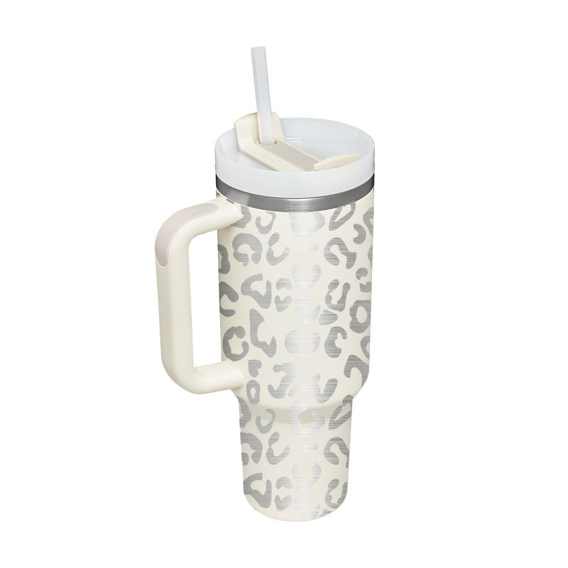 Alla hjärtans dag present termisk mugg 40 oz halm kaffe isoleringskopp med handtag Bärbar bil rostfritt stål vattenflaska stor kapacitet Resa BPA fri termisk mugg