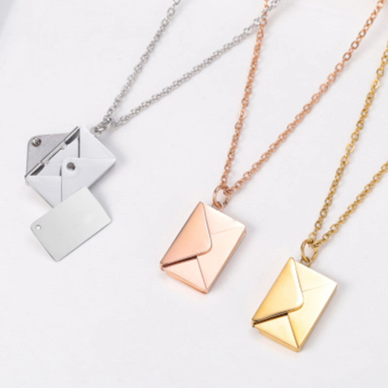 MloveAcc Genuine 925 Sterling Silver Tight Necklace Women Envelope Lover Letter Pendant Best Gifts for Girlfriend