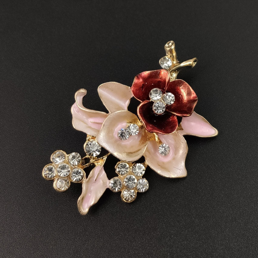 Diamond Flower Corsage Brosch Handgjord Oil Drip Brosch Collar Pin