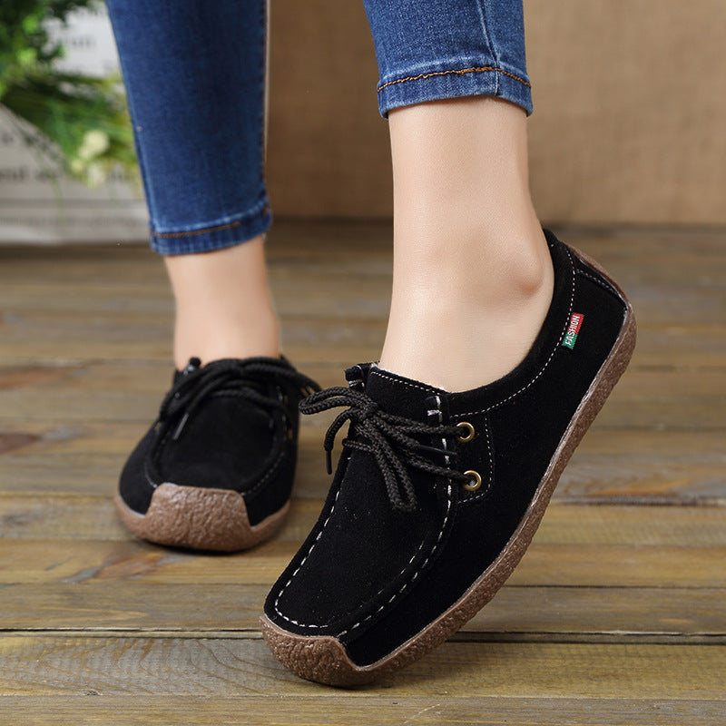 Women's Frosted Lace-Up Flat Sneakers with Plush Lining