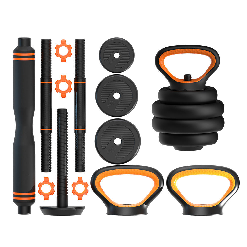 Professional 6-in-1 Iron Dumbbells Kettlebells Barbells - Multifunctional Combination System (10kg-40kg)
