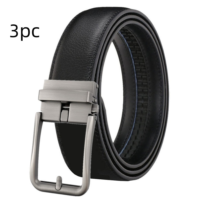 Men's Leather Automatic Buckle Simple Hollow Design Belt - Architectural Elegance