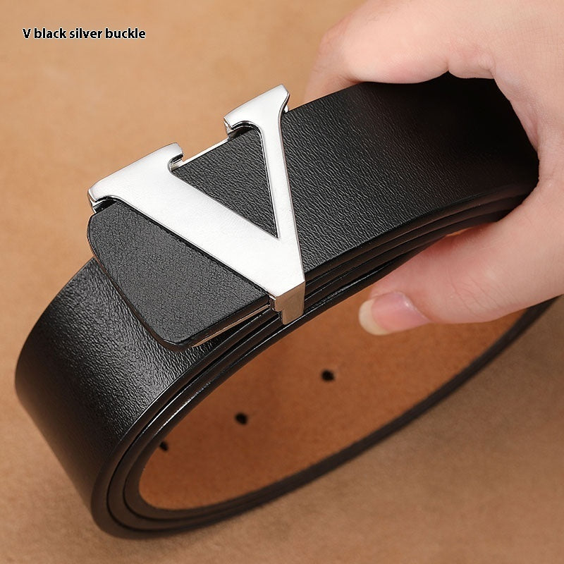 Men's Retro Smooth Genuine Leather Letter V Belt - Vintage Distinction