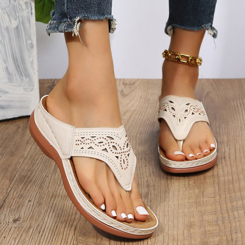 Clip Toe Wedge Sandaler Dam Sommar Flip Flops Tofflor Strandskor