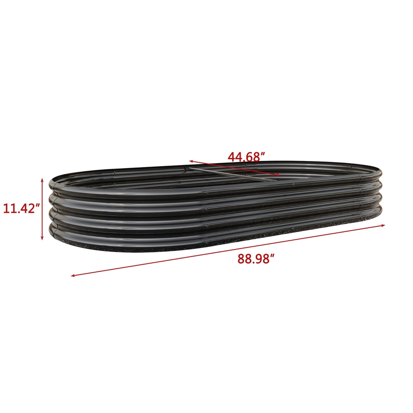 Oval metallförhöjd trädgårdsbädd