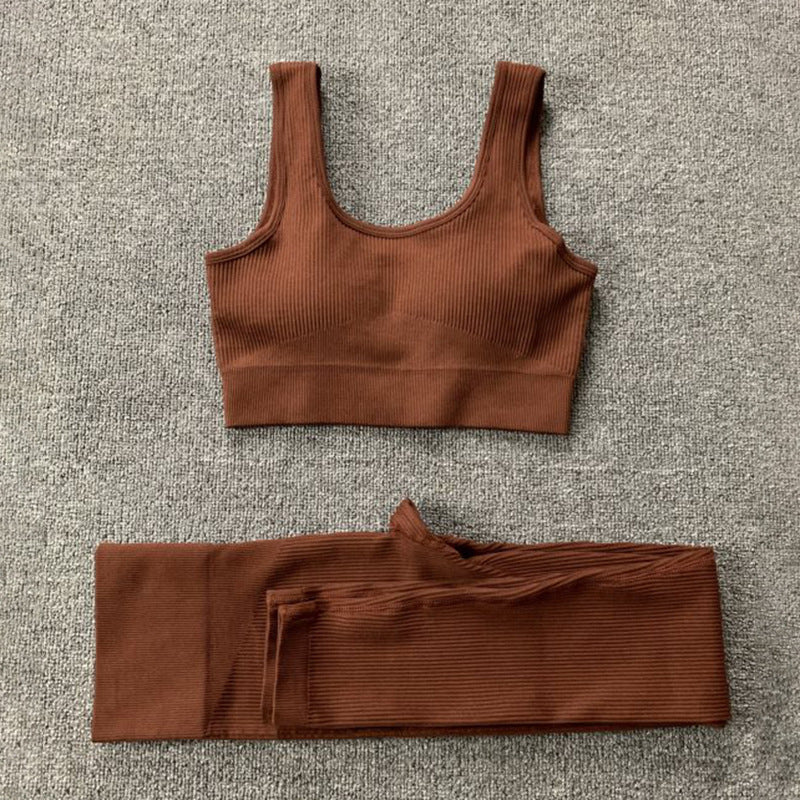 2st tråd Yoga kostym sömlös bh och rumpa lyftande hög midja Leggings set för kvinnor Sport Fitness Yoga Byxor Sportkläder Outfits Kläder
