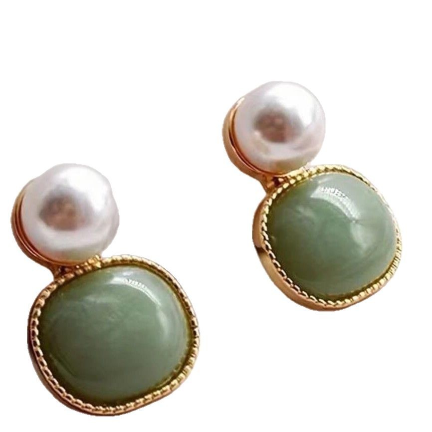 Vintage Chinese Crystal Pearl Stud Earrings
