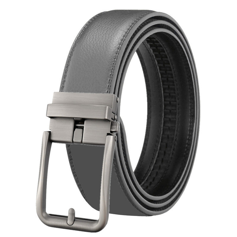 Men's Leather Automatic Buckle Simple Hollow Design Belt - Architectural Elegance