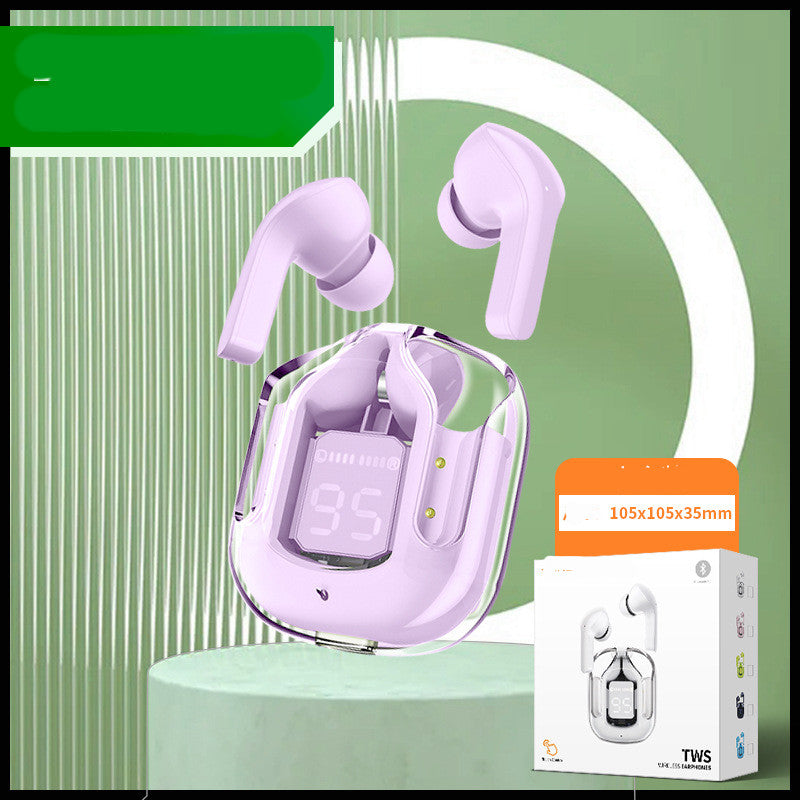 Nytt Mini Transparent trådlöst Bluetooth Headset Digital Display ENC brusreducering True Wireless Sports Music