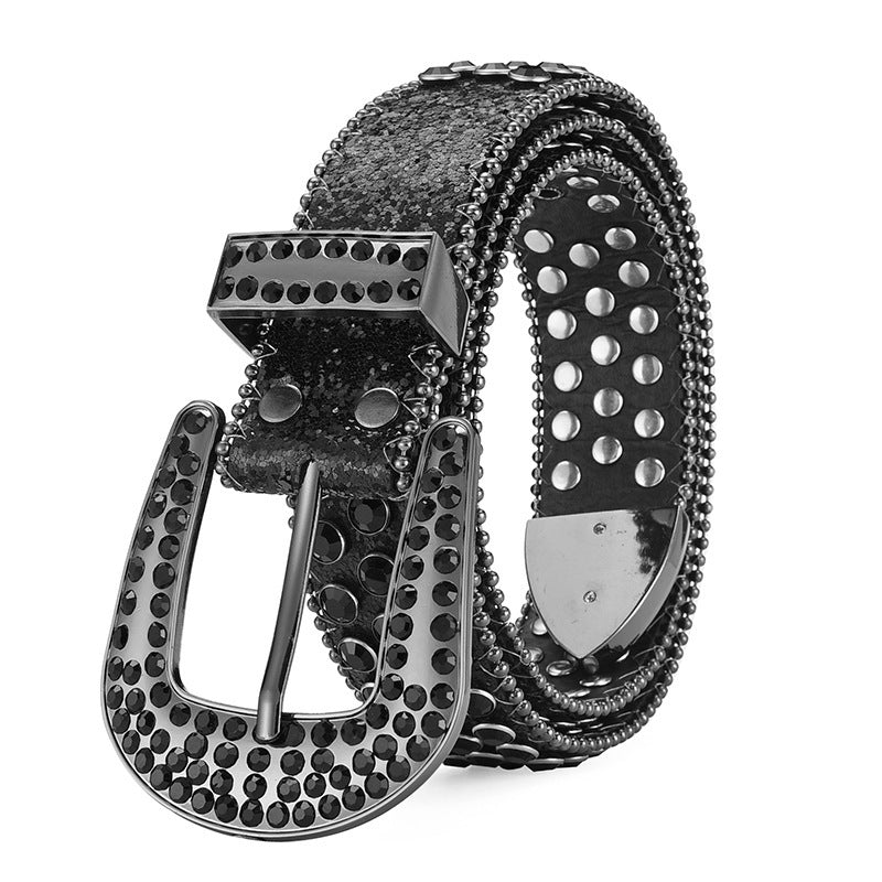 Unisex Alloy Punk Rock Rivet Rhinestone Belt - Rebellious Edge