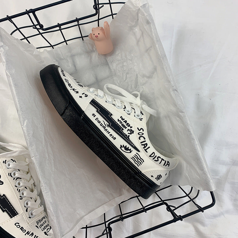 Women's Japanese Style Spring Canvas Shoes - Little White