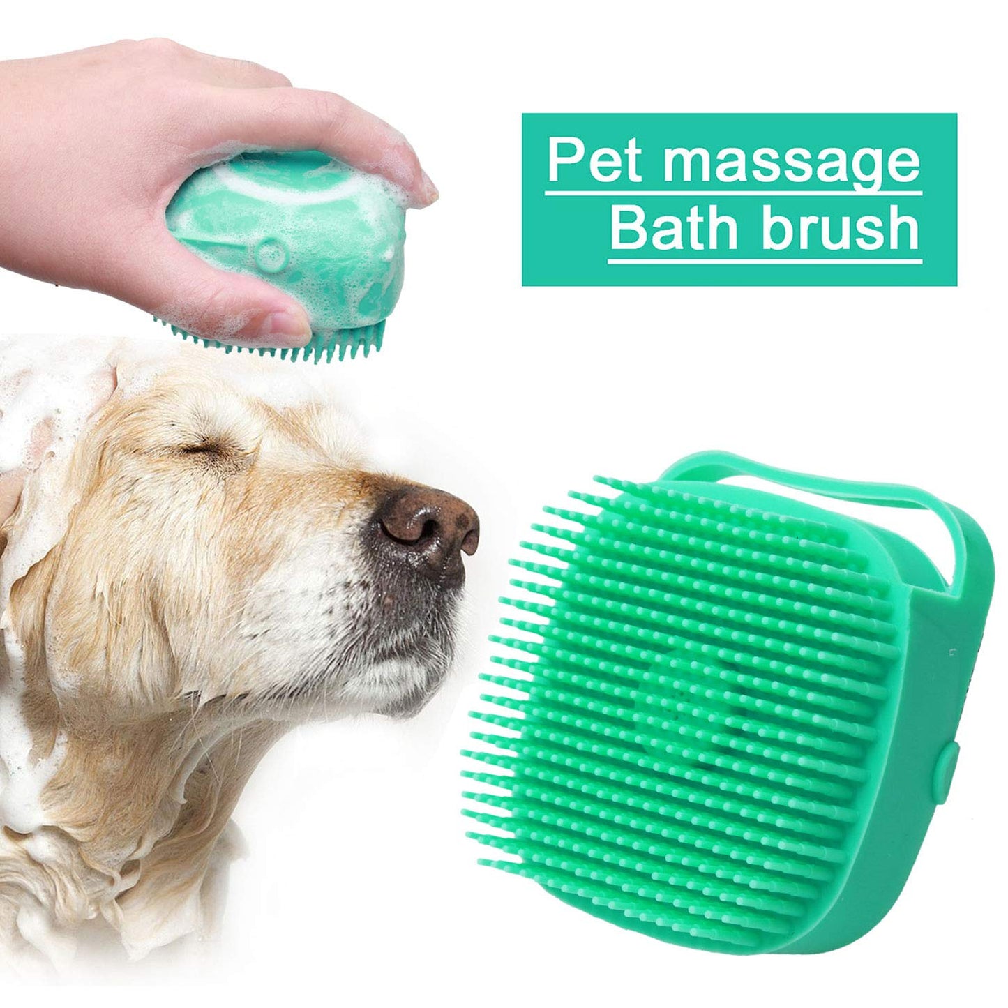 Hundschampo Massageborste Kattmassage Kam Grooming Skrubbare Duschborste för att bada kort hår Mjuka silikonborstar