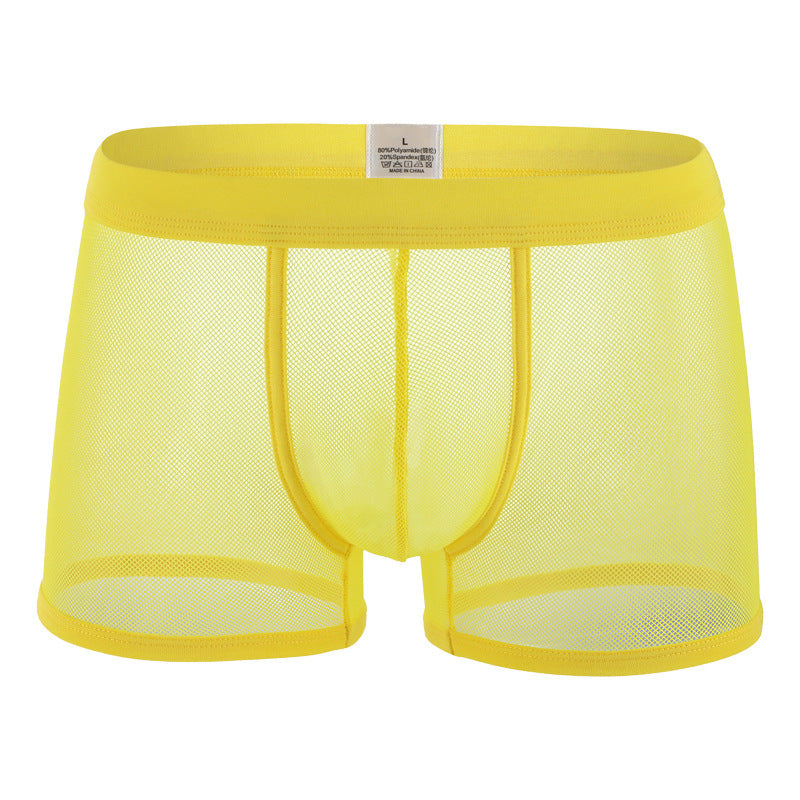 Men's Underwear Mesh Breathable Boxers Low Waist Transparent Boxers Youth Cool Shorts