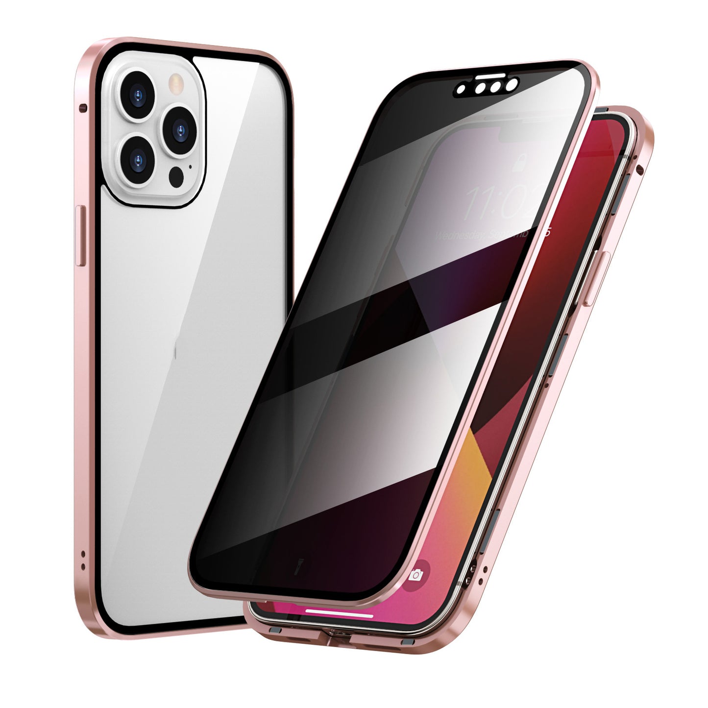 Étui de téléphone Magneto résistant à la confidentialité, cadre en métal double face