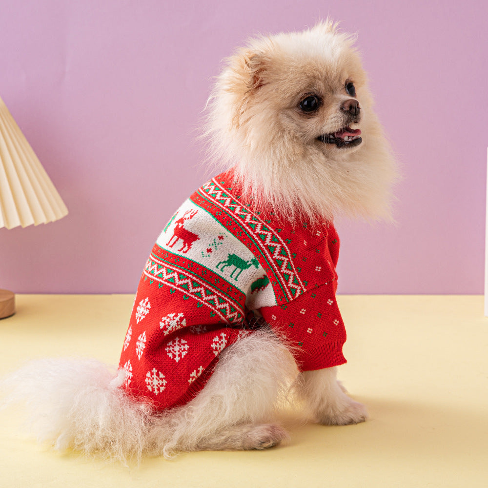 Pull de Noël pour chien avec élan et arbre de Noël
