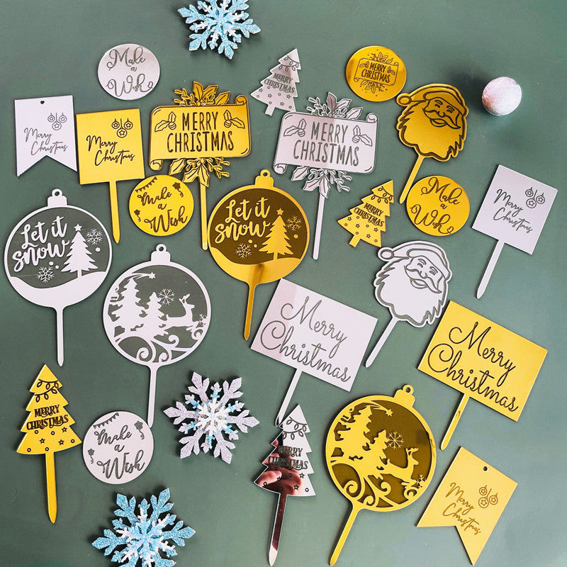 Carte de cuisson de gâteau en acrylique pour fête de Noël