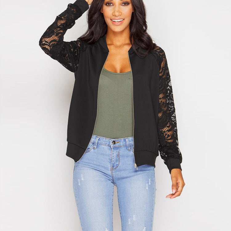 Blouson Bomber Femme Avec Dentelle