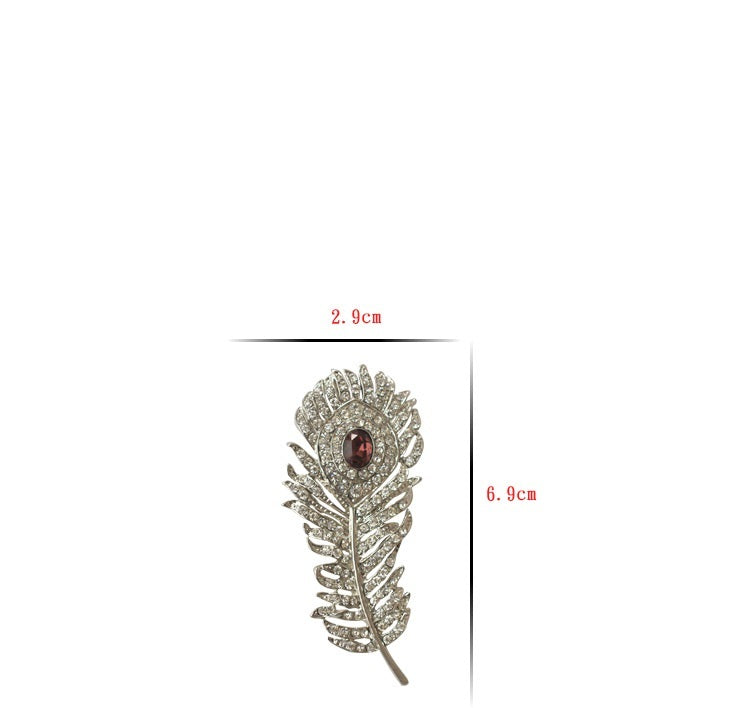 Retro Fashionabla Corsage Kläder Legering Diamant Personlighet Fjäder Brosch