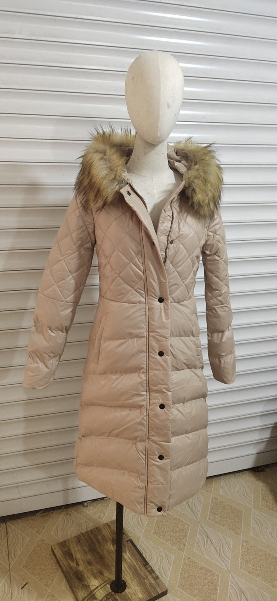 New Style Slim Down Coat With Large Fur Collar Imitation Raccoon - Luxurious Statement Premium Elegant Sophisticated
