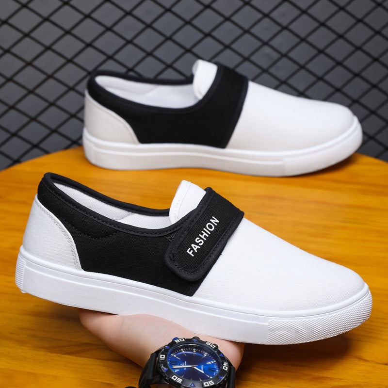 Chaussures plates en toile Baskets décontractées Velcro pour hommes