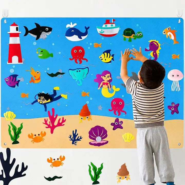 Pack de jeu en feutre tridimensionnel pour enfants, éducation précoce 3, bricolage, planche d'histoire, planche d'apprentissage, impression d'animaux dinosaures
