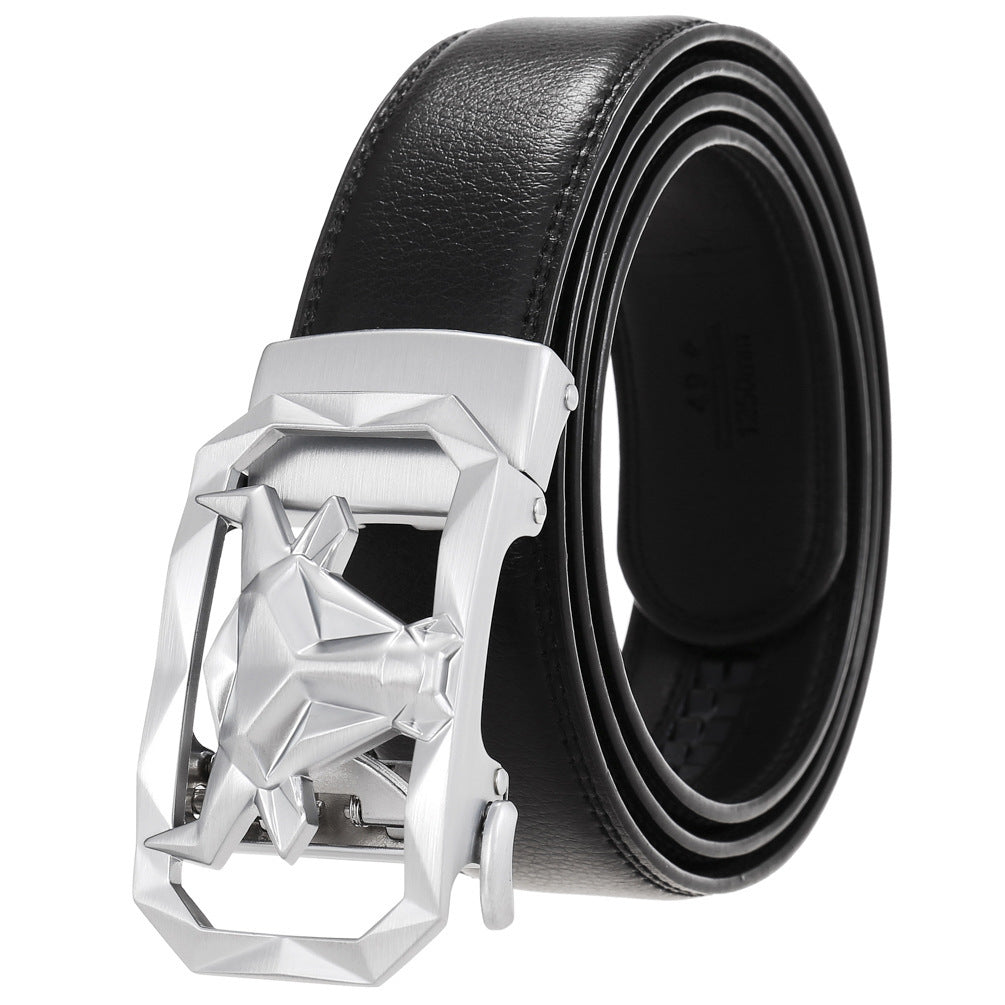 Men's Fashion Leather Belt Alloy Automatic Buckle - Style Versatility