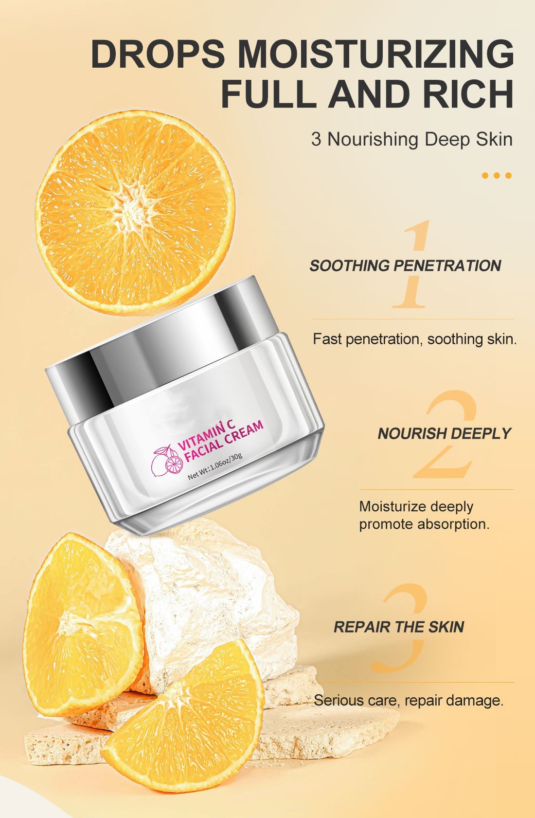 Crème pour le visage à la vitamine C, produits de soins de la peau