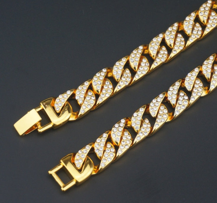 Full Diamond Cuban Chain Armband för män Dominerande Coolt trendigt armband