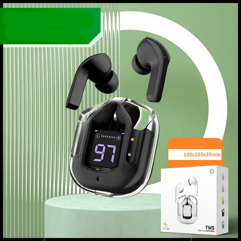 Nytt Mini Transparent trådlöst Bluetooth Headset Digital Display ENC brusreducering True Wireless Sports Music